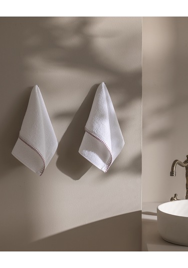 Madame Coco Aveline Kroşeli 2'li %100 Pamuk El Havlusu - Beyaz/lila 8684427208311 Çok Renkli