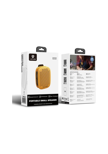 Lenyes S232 Tws Mandallı Bluetooth Speaker Hoparlör V5.4 Sarı