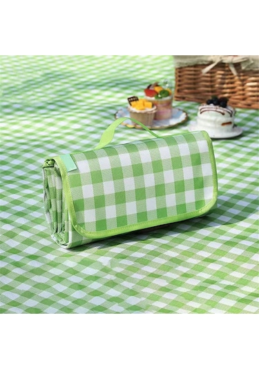 Xiaaokeji Piknik Battaniyeleri 80x80 İnç Ekstra Büyük Katlanabilir Kompakt Açık Hava Matı Yeşil