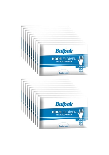 Burpak Hdpe İş Temizlik Tek Kullanımlık Şeffaf Eldiven Büyük Boy 30 x 100'lü