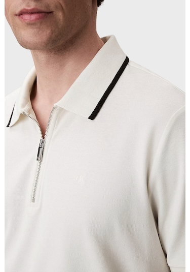 Calvin Klein Erkek Polo Lv04lf214g Yas Krem