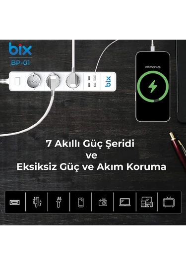 Bfs Vtn Bp-01 Wifi Yüksek Akım Korumalı Hızlı Şarj Özellikli Akıllı Priz Standart
