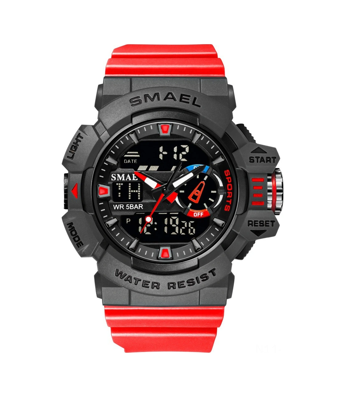 Geeroyoo Erkekler İçin Spor Su Geçirmez Saat - Duraklayıcı, İki Zamanlı, Alarm, Led Işık, 50m Su Dayanıklı, Siyah-kırmızı