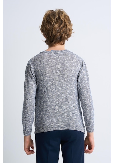 Alexandergardı Desenli Triko Çocuk Kazak Mavi