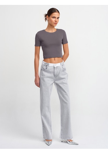 Dilvin Crop T-shirt Füme
