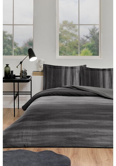 Özdilek Notte Battal Boy Lastikli Fitted Çarşaf Nevresim Takımı Antrasit