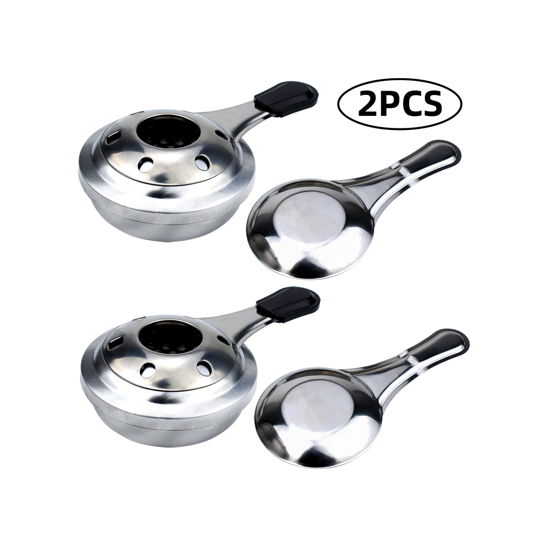 Konesam 2'li Mini Alkol Ocağı - Çelik Yapı, Isıtıcı Fonksiyonu, Ev/doğa Kullanıma Uygun, 16cm, Anti-parçala Kollü Gümüş