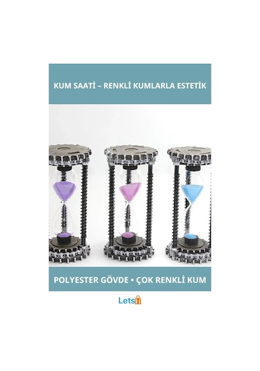 Şık Polyester Tasarım Kum Saati Mor Mavi Yeşil Renkli Dekoratif Aksesuar 1 Adet