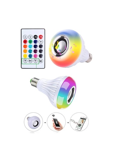 Kumandalı Rgb Led Işık Bluetooth Hoparlör Ses Lambası Renkli Ampul