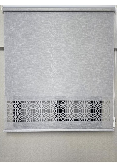 Bbb Keten Kumaşlı Lazer Kesim Tül Stor Perde Mlt1004 Gri