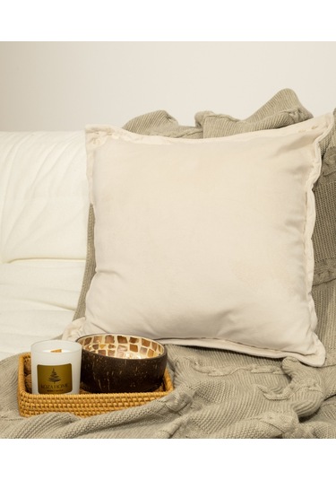 Koza Home İbiza Krem Kadife Yastık 43x43 5017