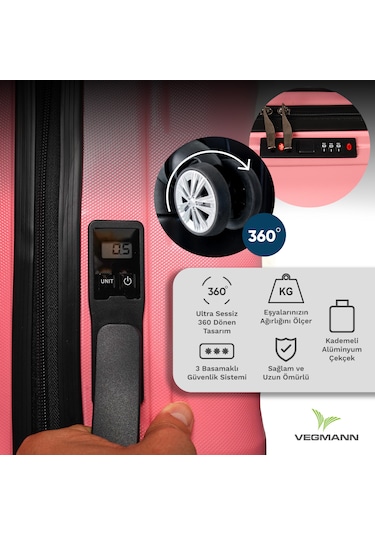 Vegmann Tartılı Scadel Pembe Orta Boy Valiz Pembe