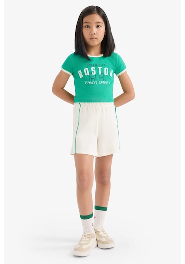 DeFacto Kız Çocuk 2'li Takım Fitilli Kaşkorse Baskılı Kısa Kollu Tişört Beli Lastikli Şort E4756A825HSGN227 Yeşil DeFacto Kız Çocuk 2'li Takım Fitilli Kaşkorse Baskılı Kısa Kollu Tişört Beli Lastikli Şort E4756A825HSGN227 Yeşil