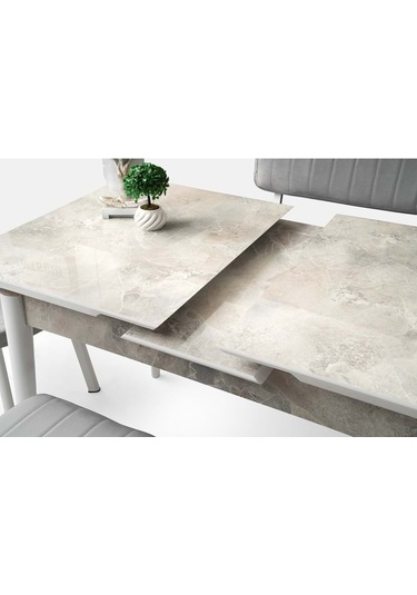 Mobilgen Rambla 120+30 Kelebek Tekno Kenar Hg Açılabilir Masa Mermer Desen