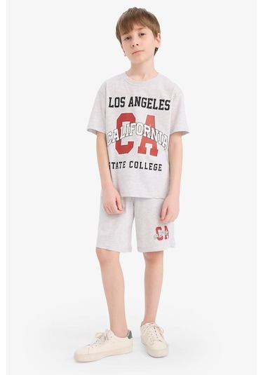 DeFacto Erkek Çocuk 2'li Takım Baskılı Kısa Kollu Tişört Şort E3405A825SMGR400