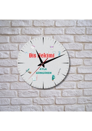 Diş Hekimine Hediye Duvar Saati Cam Duvar Saati Mm2932-16 Çok Renkli