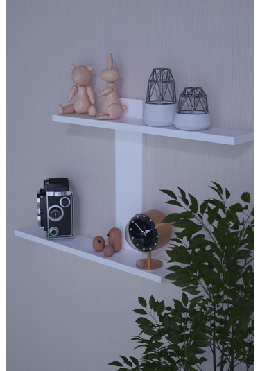 Dekorfim DF05104B Dekoratif Z Raf Kitaplık Duvar Rafı İkili Raf