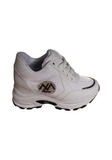 Yazkış Kadın Siyah Beyaz Parlak Kumaş Taşlı 8cm İçten Gizli Topuk Fashıon Günlük Spor Ayakkabı Beyaz Yazkış Kadın Siyah Beyaz Parlak Kumaş Taşlı 8cm İçten Gizli Topuk Fashıon Günlük Spor Ayakkabı Beyaz