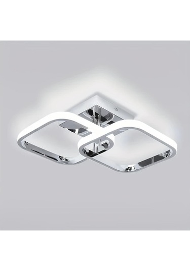 Fastbuy Y Yonca Tasarımlı Led Tavan Işığı - 3 Renkli Parlaklık Ayarı - Mutfak, Yatak Odası Ve Oturma Odası İçin Gümüş Gümüş