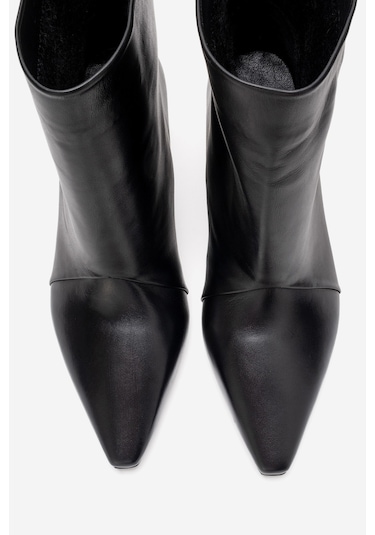 Luvishoes Amara Siyah Cilt Hakiki Deri Kadın Kısa Topuklu Bot Siyah