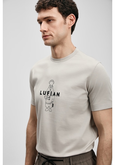Lufian Sımbad Modern Grafik T- Shirt Taş Taş 111020307100190 Taş