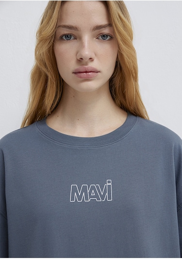 Mavi - Mavi Logo Baskılı Lacivert Tişört 1611592-80776 Lacivert