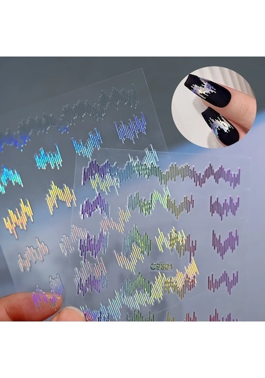 6 Adet/takım Parlak Yansıtıcı Tırnak Etiket Altın Gümüş Aurora Dalga Hatları 3d Kendinden Yapışkanlı Nail Art Çıkartması Tasarım Manikür Aracı Neo Krom