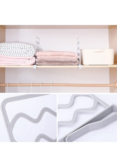 Konesam Beyaz Pprahat Kurulumlu Dolap Bölücü Raf Ayırıcısı - Çanta, Kazak, Battaniye Organize Et - 2.2cm'den İnce Raf İçin - 1 Adet Beyaz