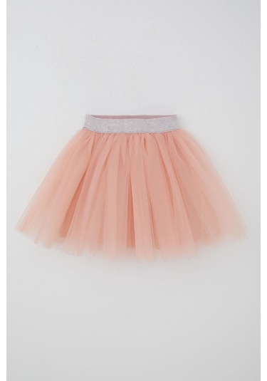 Breeze Kız Çocuk Tütü Etek Beli Sim Detaylı Lastikli 5-10 Yaş, Somon Somon