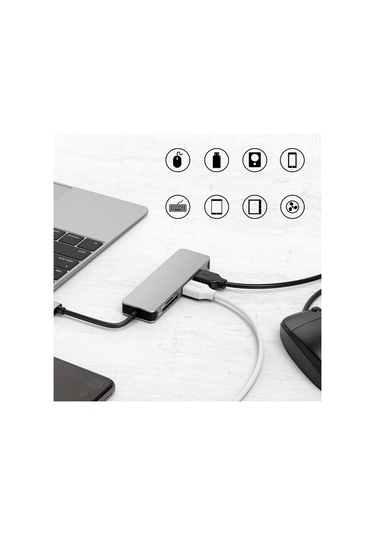 4k Hdmı İçin Alüminyum Usb Ac Hub, Kullanışlı Sd Tf Kart Okuyucu Ve Çok İşlevli Hub Aracılığıyla Kolay Dosya Erişimi, Dizüstü Bilgisayar Ve Macbook İçin Kompakt Tasarım