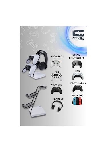 Beyaz Ahşap Ve Siyah Metal Gaming Ps4 Ps5 Xbox Joystick Kontrolle