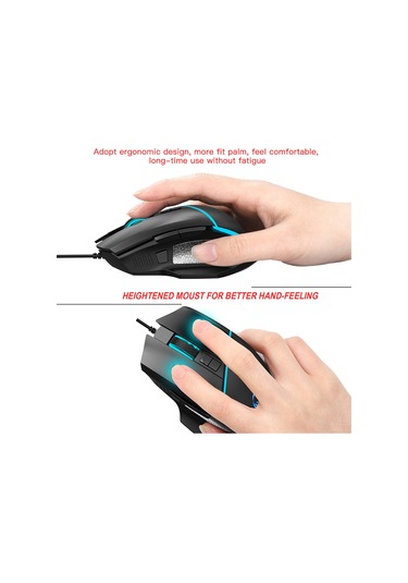 Mufunye Hxsj A876 Renkli Işık Efektli 6400 Dpı Ayarlanabilir Kablolu Oyun Faresi A876