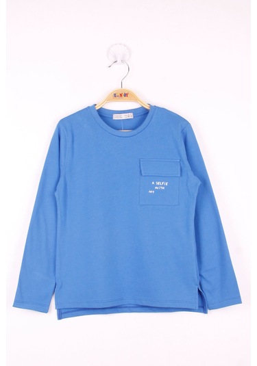 Toontoy Erkek Çocuk Cepli Düz T-shirt Saks