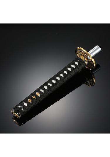 Yaozixa Samurai Stili Otomobil Vites Kovluğu - Siyah-kırmızı, 31cm, Çift Renkli Altın Ejderha Desenli, Çelik Ve Ahşap Malzeme, Kolay Kurulum Siyah