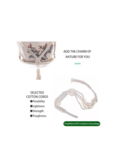 Yifomall El Yapımı 4'lü Makrome Bitki Askısı Seti - Farklı Boyutlarda Dekoratif İç/dış Mekan Saksı Askısı