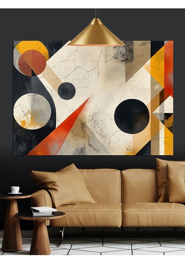 Geometrik Desen Soyut Sanat Dekoratif Kanvas - Mdf Ahşap Tablo