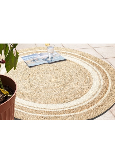 Eko Halı Juno Ech 01R Natural Whıte El Dokuma Naturel Jüt Hasır Halı - 120X120