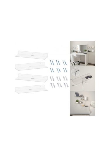 Suntek 4 Adet Akrilik Duvara Monte Raflar Şeffaf Duvar