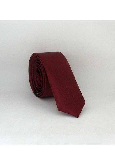 Kalender Giyim Bordo Ultra Slim Fit Düz Renk Saten Kravat - USS-04 Bordo
