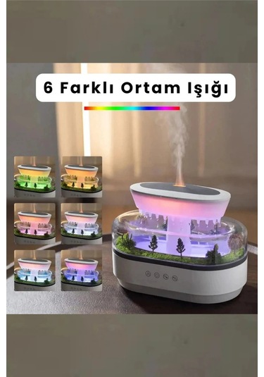 Leerfei 286 Yağmur Damlası Aroma Difüzör, 6 Renk Işıklı Hava Nemlendirici Ve Dinlendirici Sesler