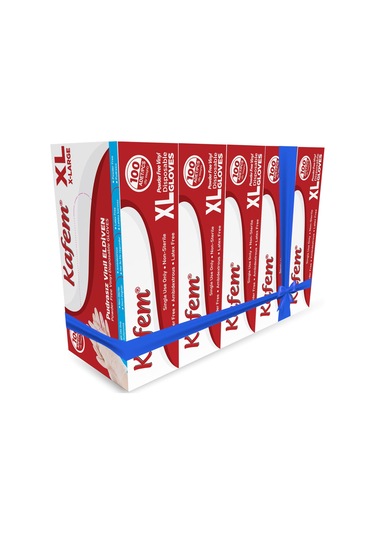 Kafem Beyaz Vinil Eldiveni Pudrasız Xl 100 Adet X 5 Paket