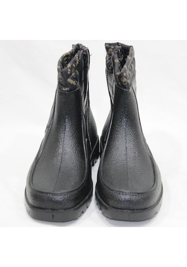 Çağrı Miflonlu Plastik Su Geçirmez Fermuarlı Siyah Bot (309661446)