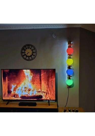 Dekoratif 4 Lü Duvar Yan Ledli Aplik 4 Renkli Aydınlatma