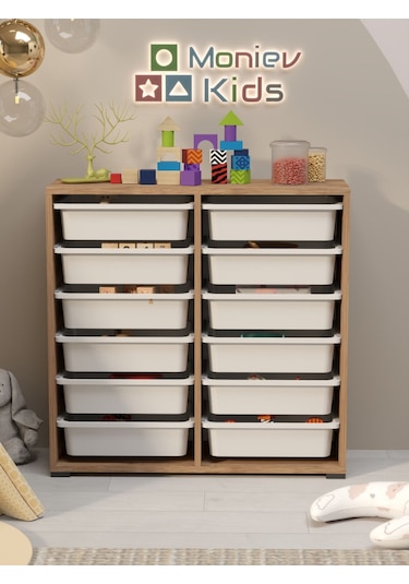 Berra 12 Sepetli Çok Amaçlı Dolap Oyuncak Dolabı Çam Diğer