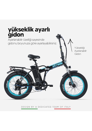 Strada Cycles E-bro HD Fat Bike Katlanabilir 20 Jant Elektrikli Bisiklet