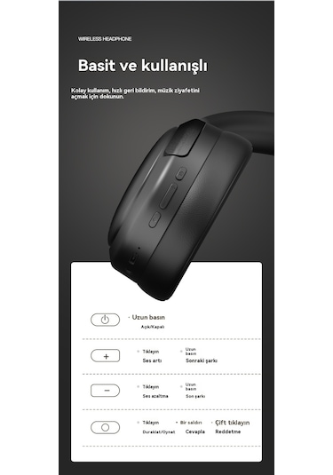 Aurora Bluetooth Kulaklıklar Kablosuz Oyun Kulaklısı Gürültü Önleme Kulaklıkları-siyah