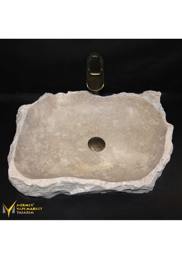 Traverten Şekilsiz Patlatma Kaya Lavabo