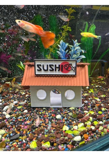Sushi Evi - Akvaryum Dekoru - Kahverengi