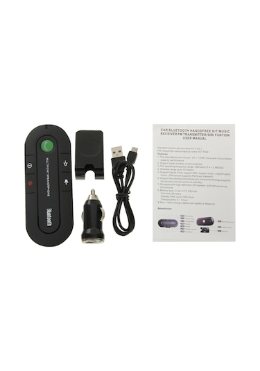 Sones Sırı / Müzikli Bluetooth V4.1 Eller Serbest Kiti Verici Siyah