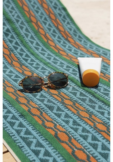 Turkuaz Sahara %100 Pamuklu Plaj Havlusu 70x140 Cm Çok Renkli